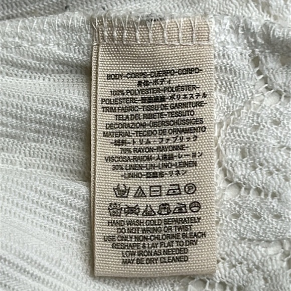 FREE PEOPLE FIRE ISLAND WHITE  KNIT CROCHET DRAWSTRING WAIST TUNIC TOP SIZE M - Picture 12 of 15